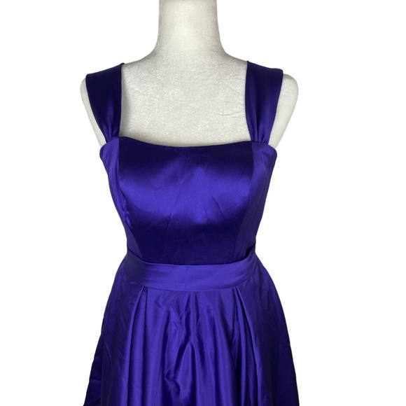 Light in the box formal cocktail satin blue dress size 2-4 US flare - Picture 3 of 14